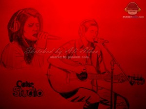 Bilal Khan and QB in Coke Studio, Sketched by Ali Ather