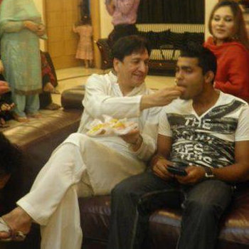 Umar Akmal with his father in law Abdul Qadir, on his engagement day