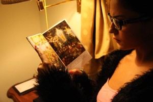 Veena Malik reading Bhagavat Gita